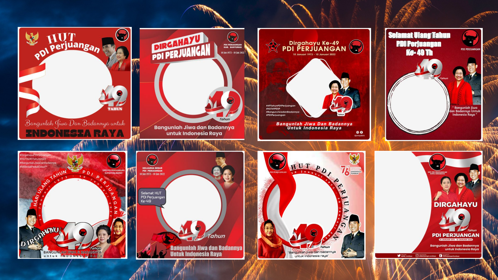 10 Twibbon HUT PDI ke 49 Terbaik