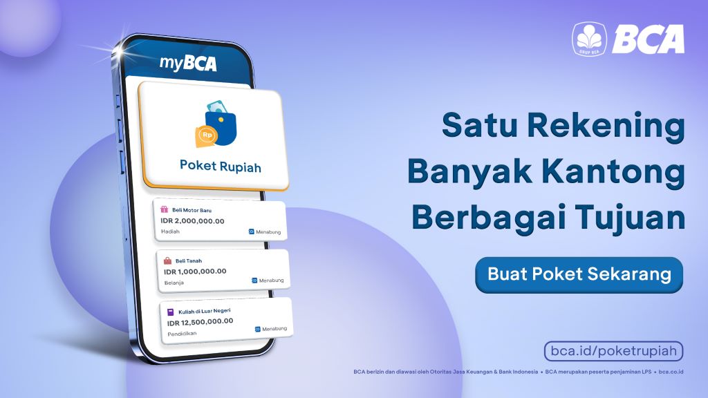 BCA Perkenalkan Poket Rupiah, Satu Rekening untuk Beragam Tujuan Finansial